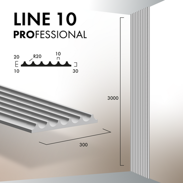 Гипсовая 3Д панель LINE 10 [3000х300] PROFESSIONAL