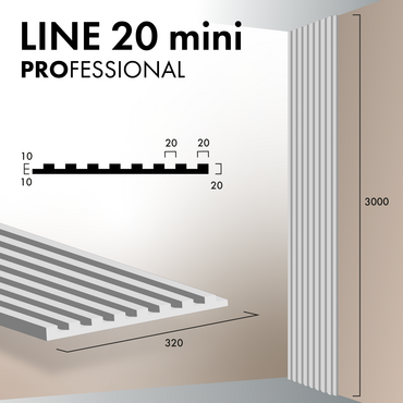 Гипсовая 3D панель LINE 20 mini [3000х320] PROFESSIONAL