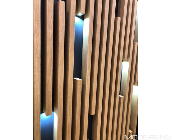 3D панель Рейка дуб шпон [40х20] з LED підсвіткою, зображення 3