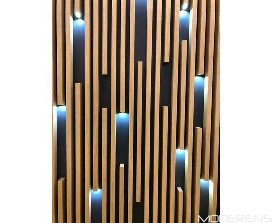 3D панель Рейка дуб шпон [40х20] з LED підсвіткою, зображення 2