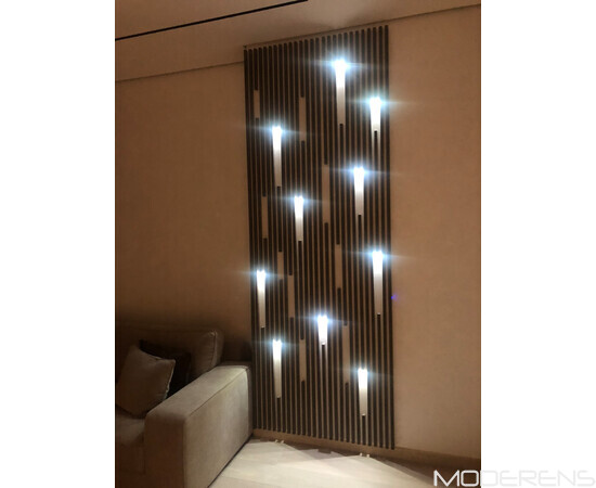 3D панель Рейка дуб шпон [40х20] з LED підсвіткою, зображення 7