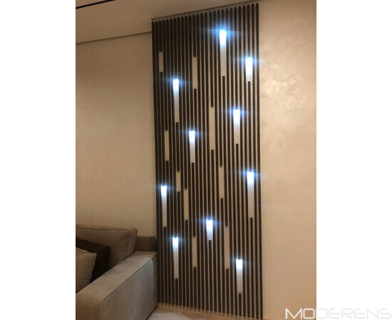 3D панель Рейка дуб шпон [40х20] з LED підсвіткою, зображення 6