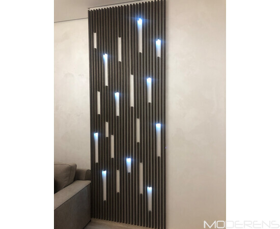 3D панель Рейка дуб шпон [40х20] з LED підсвіткою, зображення 4