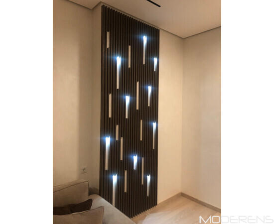 3D панель Рейка дуб шпон [40х20] з LED підсвіткою, зображення 5
