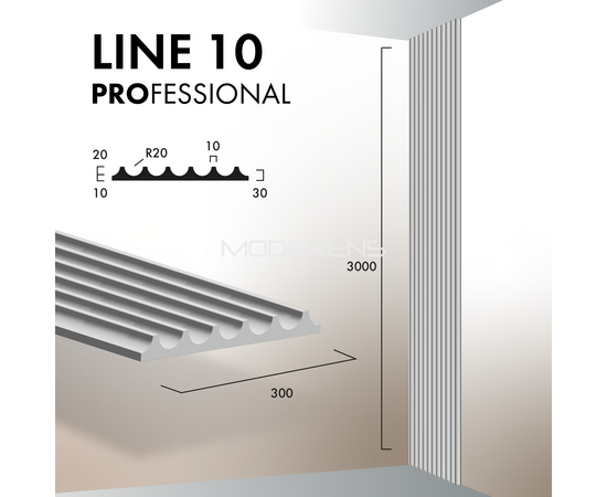 Гіпсова 3Д панель LINE 10 [3000х300] PROFESSIONAL