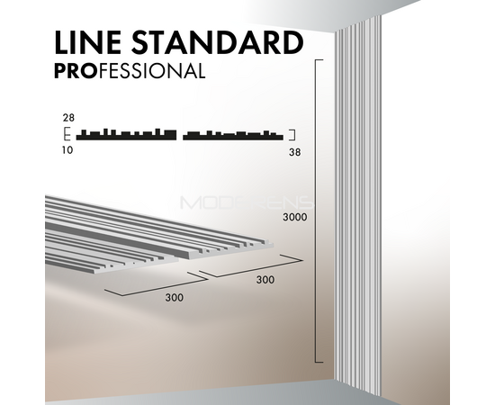 Гіпсова 3Д панель LINE Standard [3000х300] PROFESSIONAL